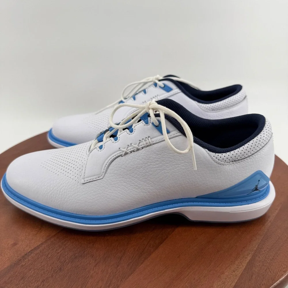 Nike Jordan ADG 5 Leather Golf Shoes Mens White University Blue FQ6642-104 10.5